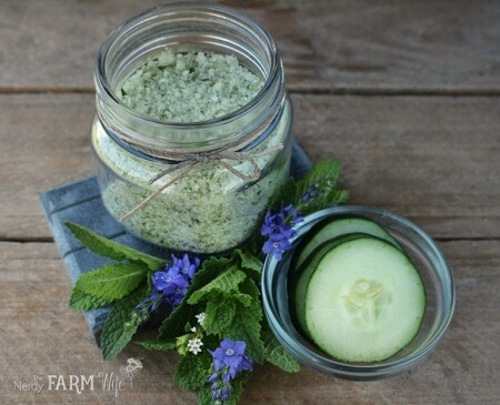 Cucumber Mint Bath Soak - 10 Homemade Natural Bath Soaks/Salts- DIY