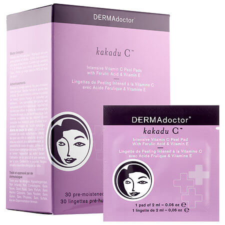 DERMAdoctor Kakadu C™ Intensive Vitamin C Peel Pads with Ferulic Acid Vitamin E - 10 Facial Peels For Clean & Glowing Skin