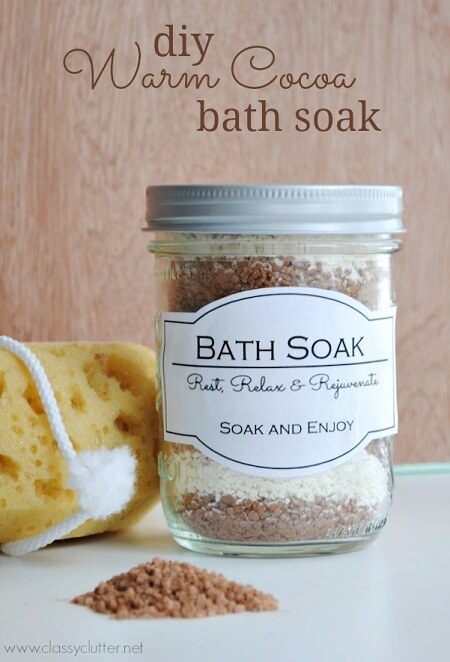 DIY Warm Cocoa Bath Soak - 10 Homemade Natural Bath Soaks/Salts- DIY