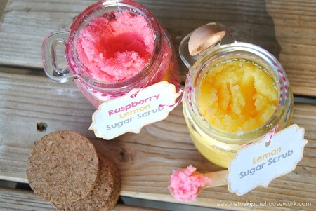 Lemon Sugar Scrub and Raspberry Lemon Sugar Scrub - 10 Homemade Natural Body Scrubs - DIY