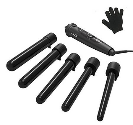 MQB 5 in 1 Curling Iron Curling Wand Hair Curler Set with 5 Interchangeable Ceramic Barrels and Heat Protective Glove - 5 Best Electric Hair Curlers to Buy Online