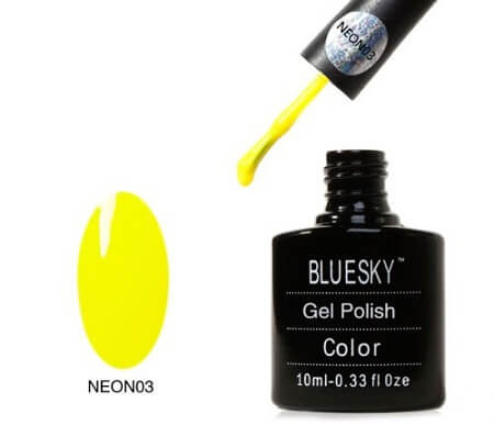 NEON 03 Bluesky Soak Off UV LED Gel Nail Polish Canary Yellow Mustard Yellow - 10 Cool And Trendy Neon Nail Polishes Under $10